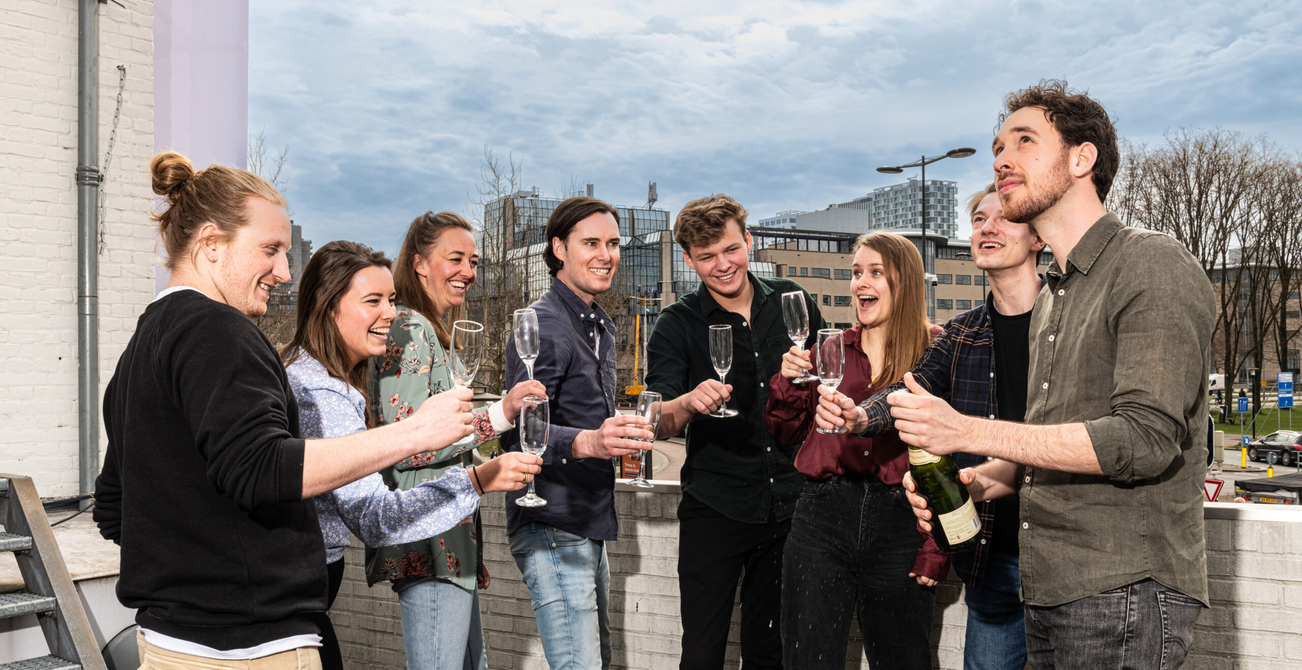 Groepsfoto champagne